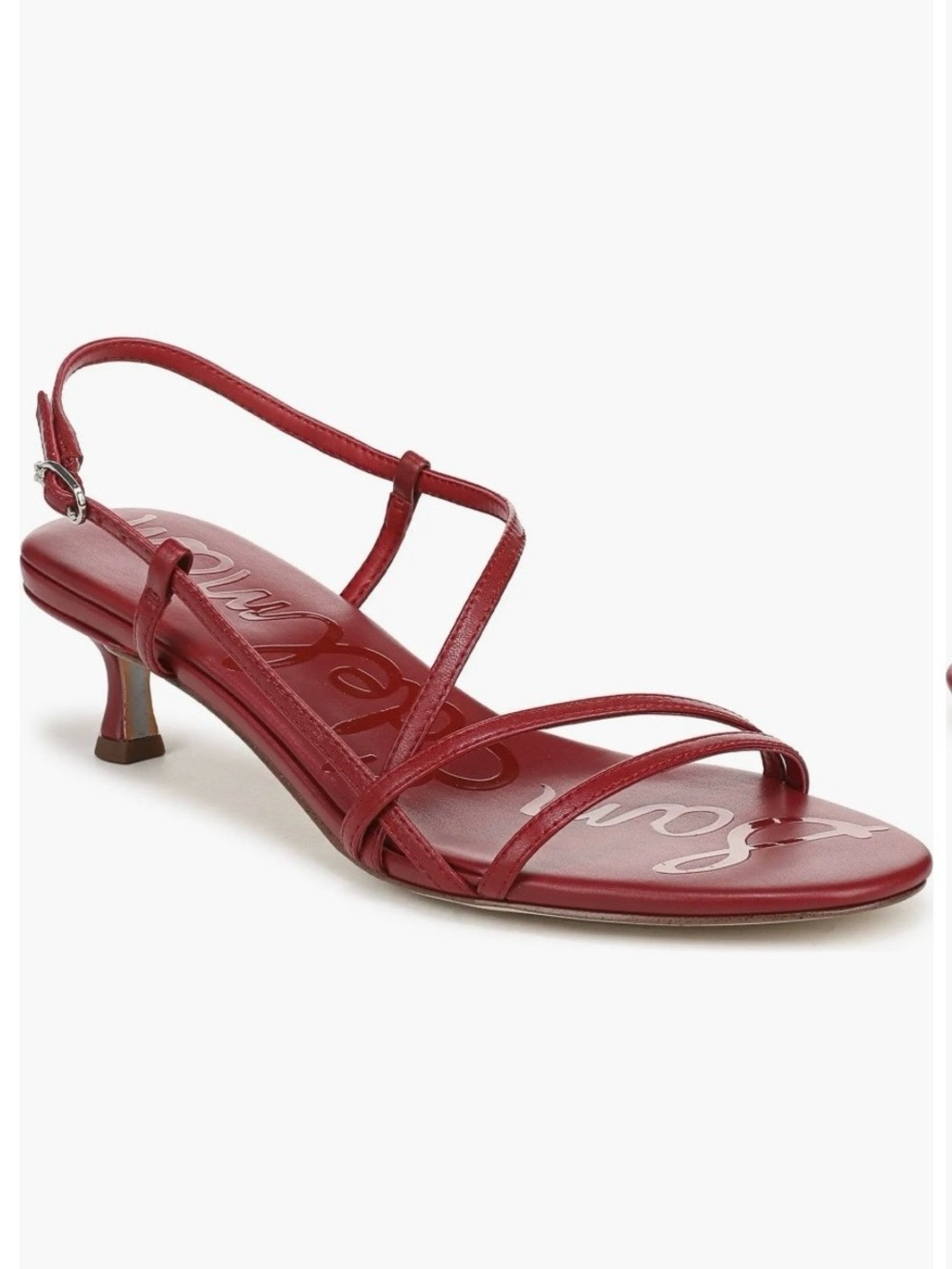 Sam Edelman Cora Red Strappy Leather Slingback Kitten Heels 10 - Picture 10 of 11